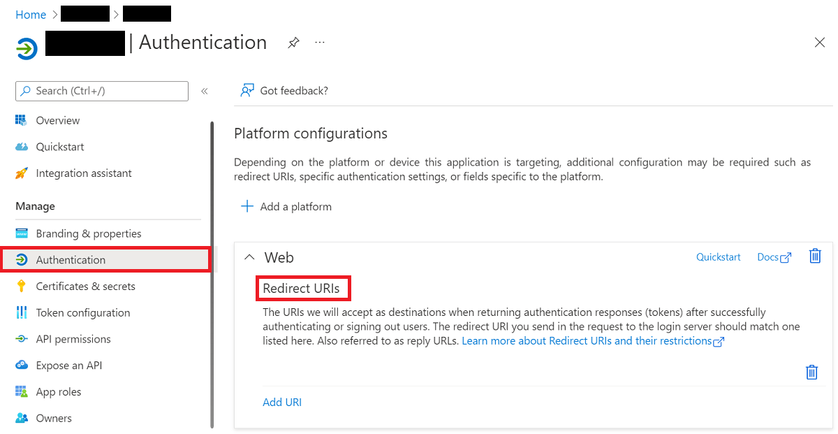 Screenshot of Azure App Authentication Configuration (Oct 2023)